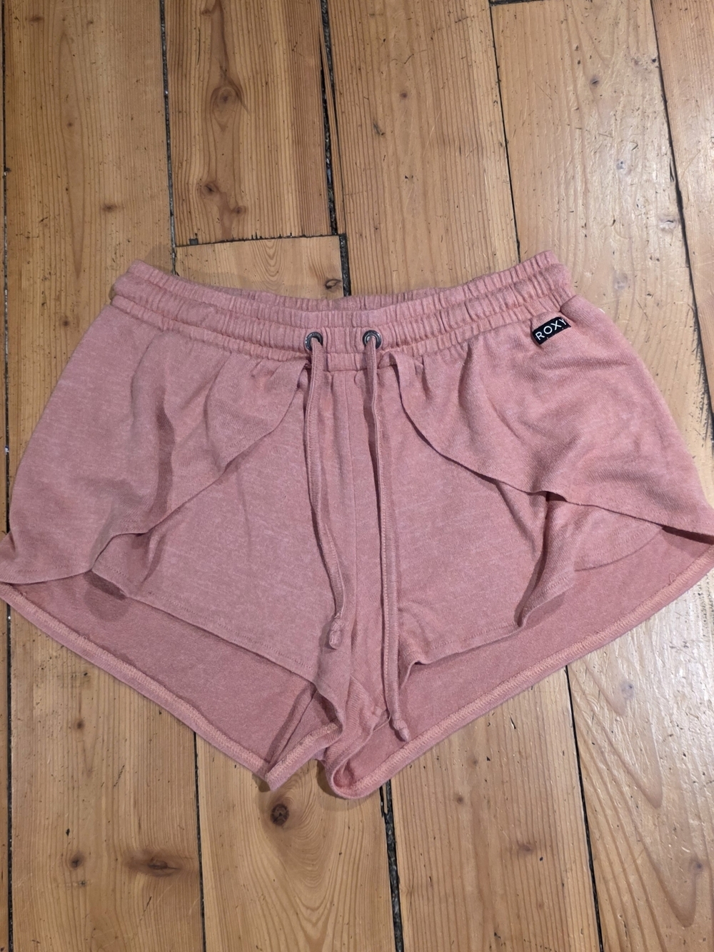 Roxy Coral Pink Athletic Ruffle-Overlay Shorts